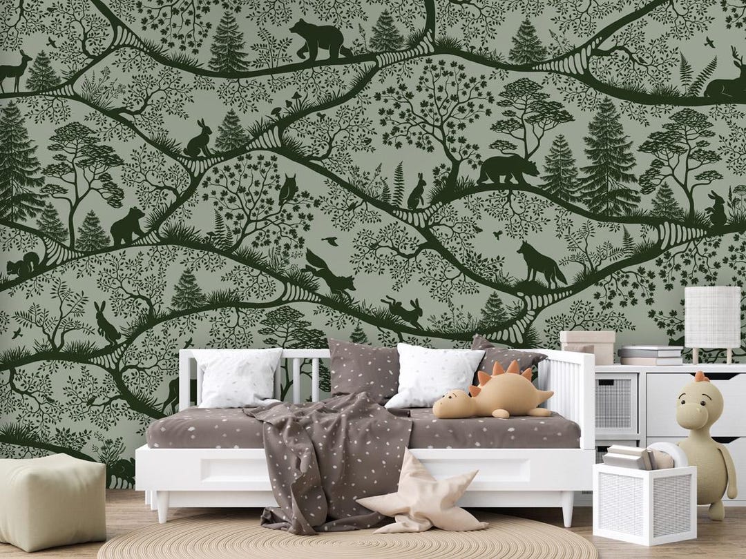 Nordic Forest Animals - Kids Wallpaper Mural – Kids Nursery Nature ...
