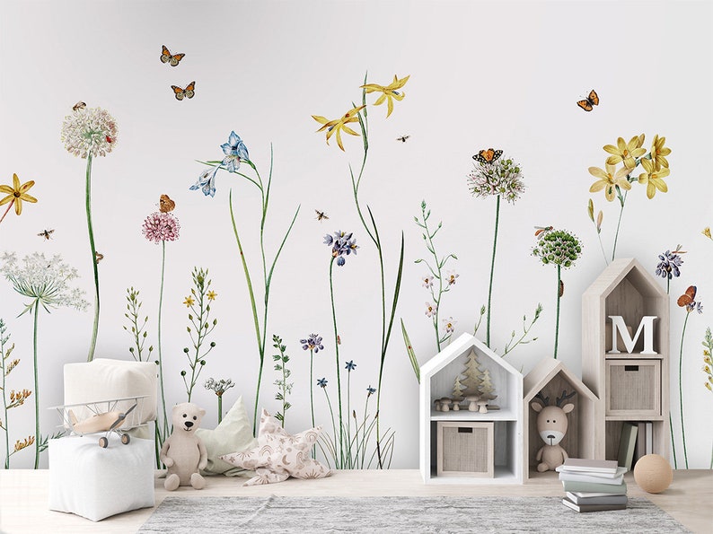 Wallpaper Mural - Butterfly Garden - Children, Kids Room, Nature ...