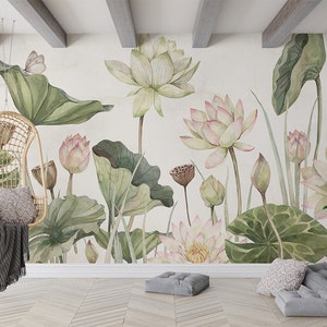 Papier peint mural - Beaux nénuphars - Salon, nature, fleurs, floral, plantes, botanique