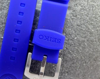 Correa de reloj de buceo Seiko de 22 mm / Correa de caucho azul para reloj de pulsera de hombre