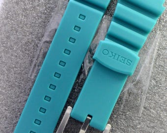 Correa de reloj de buceo Seiko de 22 mm / Correa de caucho azul para reloj de pulsera de hombre