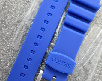 Correa de reloj de buceo Seiko de 22 mm / Correa de caucho azul para reloj de pulsera de hombre