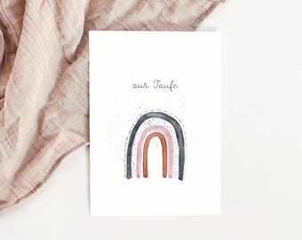 Taufkarte, Karte zur Taufe, Einladung zur Taufe, Regenbogen