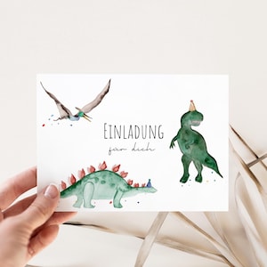5x/10x Einladungskarten Kindergeburtstag / Einladung für Kinder /Geburtstagseinladung Set "Dino“