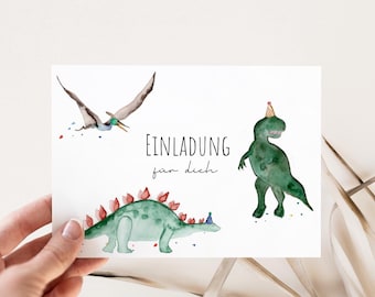 5x/10x Einladungskarten Kindergeburtstag / Einladung für Kinder /Geburtstagseinladung Set "Dino“