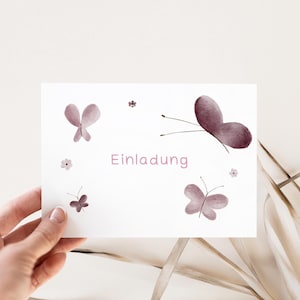 5x/10x Einladungskarten Kindergeburtstag / Einladung für Kinder /Geburtstagseinladung Set "Schmetterling“