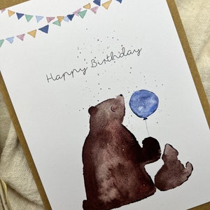 Aquarell Kinder Geburtstagskarte Bären / Karte zum Geburtstag Bild 2