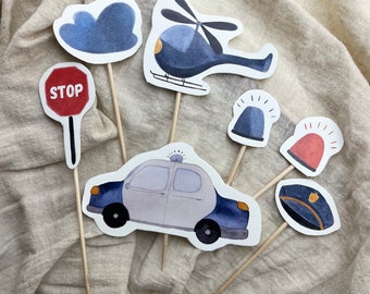 Caketopper "Polizei" Kuchendekoration Tortenstecker 1. Geburtstag Kindergeburtstag Tischdekoration Polizei Deko
