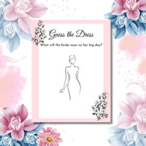 Guess the Dress Bridal Shower Game Printable Bridal Shower Game Bachelorette Game Hen Party Bridal Fun Activity Wedding Theme