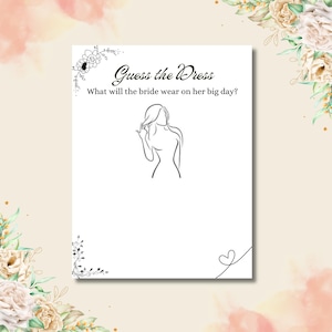 Guess The Dress Bridal Shower Game Hen Party  Bachelorette Party Bridal Fun Activity Wedding Theme Printable Bridal Shower Game