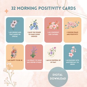 Cartões digitais de positividade matinal Comece bem o seu dia Cartões de afirmação e amor-próprio Palavras inspiradoras Cartões motivacionais