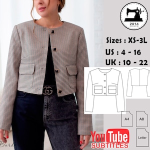 Wool Short Jacket Sewing Pattern Pdf