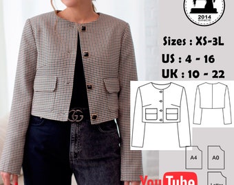 Wool Short Jacket Sewing Pattern Pdf