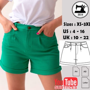 Patrón de costura de pantalones cortos en PDF, Patrón de pantalones cortos de mezclilla en PDF