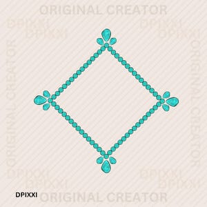 Turquoise Diamond Square Frame png * Gemstone Gem Border Frame Shape Clipart Digital Download Western Design Sublimation Design Download
