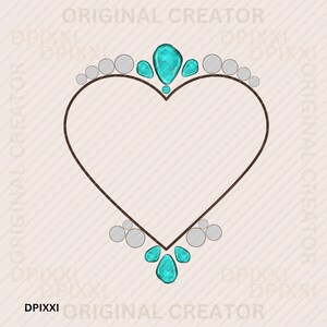 Turquoise Heart Frame png * Gemstone Gem Border Frame Shape Clipart Digital Download Western Design Sublimation Design Download