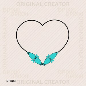 Turquoise Heart Frame png * Gemstone Gem Border Frame Shape Clipart Digital Download Western Design Sublimation Design Download