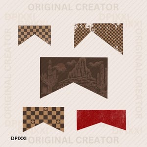 Bundle 5 Sets Checker Frame PNG * Clipart Digital Download Western Desig, Sublimation Design Digital Download Cowgirl Cowboy