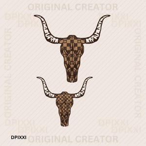 2 SET Toro a cuadros marrón PNG * Marco de borde Clipart Descarga digital / Diseño occidental, Diseño de sublimación, Descarga digital, Vaquera png