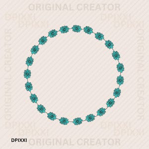 Turquoise Circle Frame png * Gemstone Gem Border Frame Shape Clipart Digital Download Western Design Sublimation Design Download