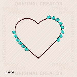Turquoise Heart Frame png * Gemstone Gem Border Frame Shape Clipart Digital Download Western Design Sublimation Design Download