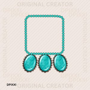 Turquoise Square Frame png * Gemstone Gem Border Frame Shape Clipart Digital Download Western Design Sublimation Design Download