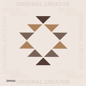 EDITABLE Triangle Aztec Chocolate Brown png, svg * Border Frame Clipart Digital Download | Western Design, Sublimation Design, Digital