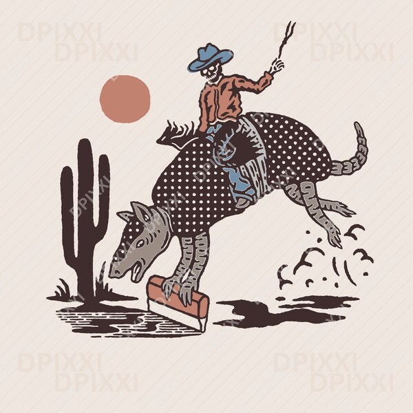 Don't Be An Armadillhole Armadillo, Skeleton Cowboy, Western Shirt Design PNG, Western PNG, Vintage Style, Western Design, Desert Western