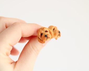 Goldendoodle dog polymer clay stud earrings, fimo golden doodle dog earrings, Mother’s Day gift, gift for women