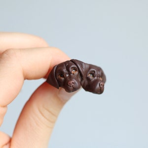 Chocolate Labrador retriever handmade polymer clay stud earrings, fimo choco lab dog earrings, Mother’s Day gift, gift for women image 3
