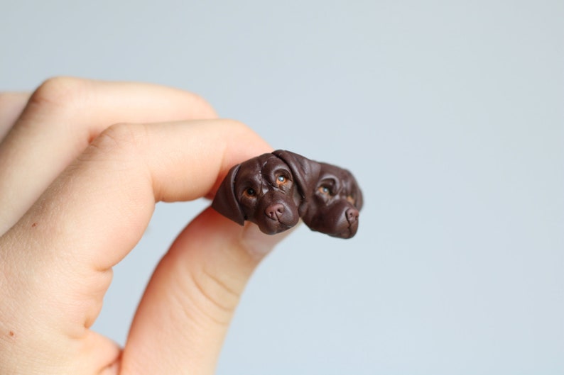 Chocolate Labrador retriever handmade polymer clay stud earrings, fimo choco lab dog earrings, Mother’s Day gift, gift for women image 3