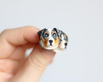Australian shepherd dog polymer clay stud earrings, fimo aussie dog earrings, Mother’s Day gift, gift for women