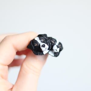 Black and white Border Collie dog polymer clay stud earrings, fimo collie dog earrings, Mother’s Day gift, gift for women