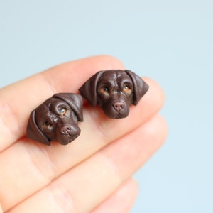 Schokolade Labrador Retriever handgemachte Polymer Clay Ohrstecker, Fimo Schoko Labrador Hund Ohrringe, Muttertagsgeschenk, Geschenk für Frauen