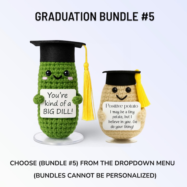 Graduation Gift – Pickle Crochet Plush – Congrats Graduate– Class of 2026 Bundle #5