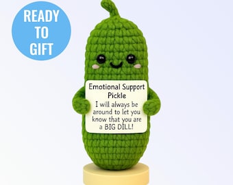 Emotional Support Pickle – Funny Crochet Plush Gift | Amigurumi Encouragement – Thinking of You – Mental Health Support – Bundle & Save
