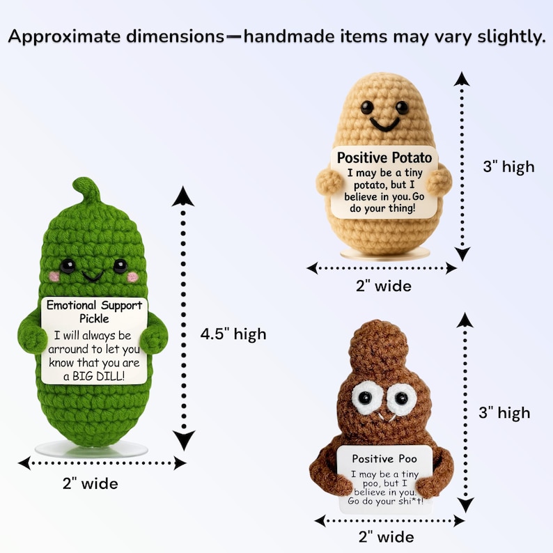 Emotional Support Pickle – Funny Crochet Plush Gift | Amigurumi Encouragement – Thinking of You – Mental Health Support – Bundle & Save image 15