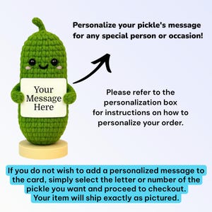 Emotional Support Pickle – Funny Crochet Plush Gift | Amigurumi Encouragement – Thinking of You – Mental Health Support – Bundle & Save Personalized Pickle
