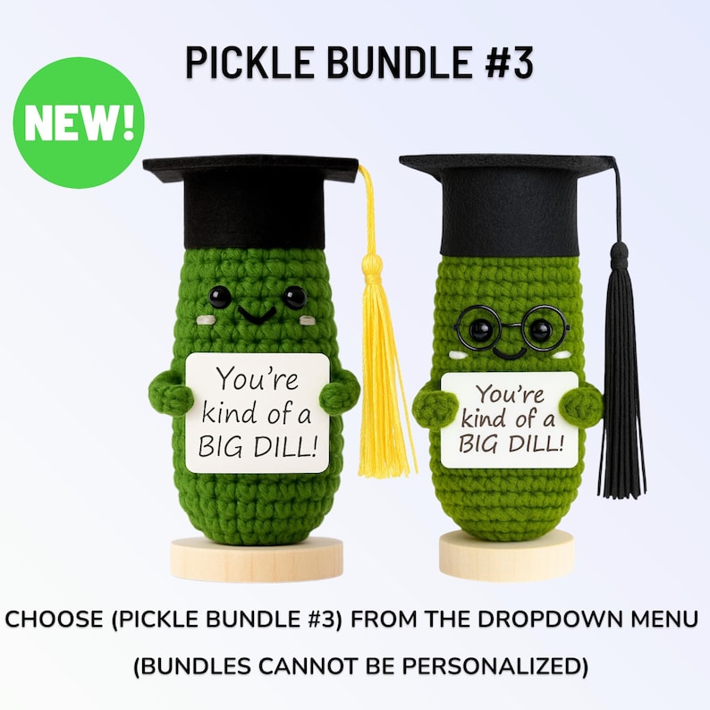 Graduation Gift – Pickle Crochet Plush – Congrats Graduate– Class of 2026 Pickle Bundle #3
