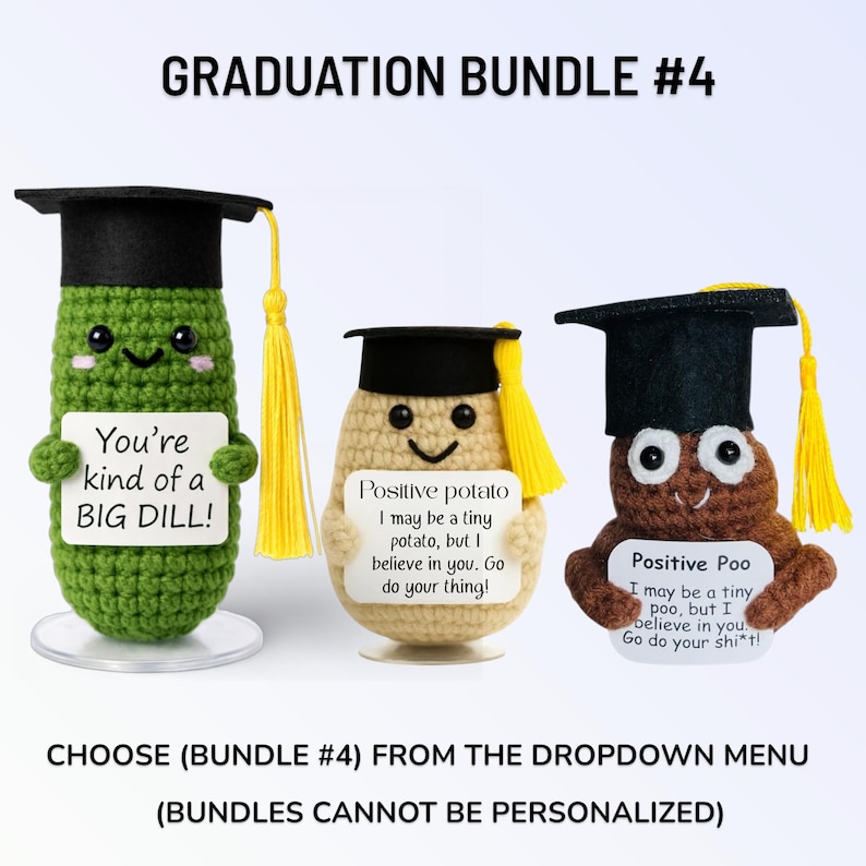 Graduation Gift – Pickle Crochet Plush – Congrats Graduate– Class of 2026 Bundle #4