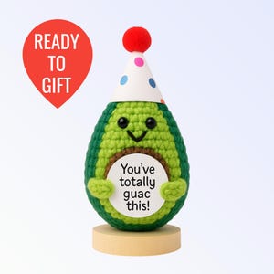 Funny Birthday Avocado Plush – Handmade Crochet Amigurumi Gift for Him or Her