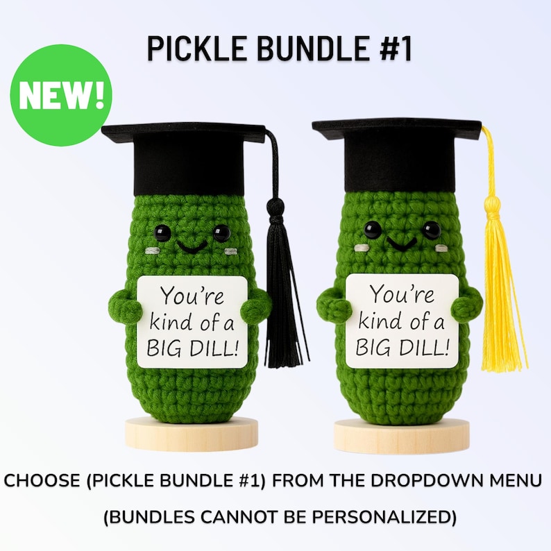 Graduation Gift – Pickle Crochet Plush – Congrats Graduate– Class of 2026 Pickle Bundle #1