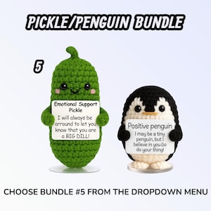 Emotional Support Pickle – Funny Crochet Plush Gift | Amigurumi Encouragement – Thinking of You – Mental Health Support – Bundle & Save Bundle #5