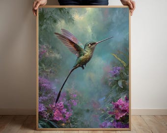 Hummingbird Art Print | Botanical Nature Wall Decor