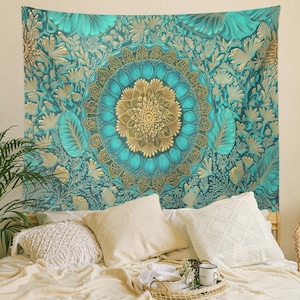Mandala Indian , Wall Hanging , Hippie Bohemian Floral Tapestry, Mandala Home Decor, Vibrant Tapestry for Living Room, Bedroom Wall Art