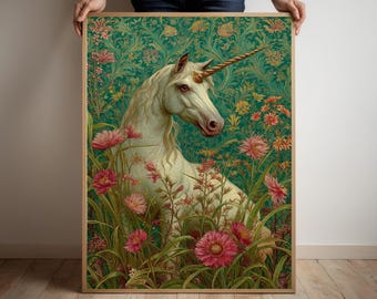 Einhorn-Druck, mittelalterliches Märchen von William Morris