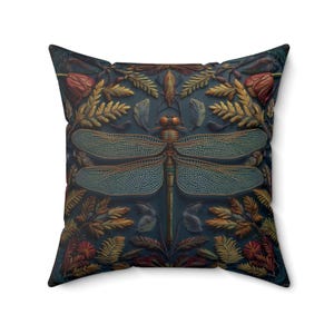 Libelle Kissen, Dekoratives Sofa Kissen, Künstlerischer Wildlederimitat Dunkel Schwarz Gothic Kissenbezug, Boho Wohnkultur, Geschenk für Naturliebhaber
