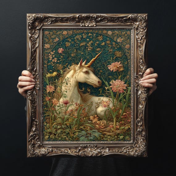 Majestic Unicorn Art Poster Print, Magical Home Decor, Fantasy Wall Artwork, Enchanted Forest Decoration