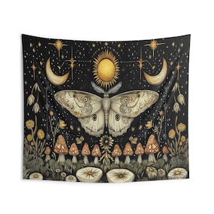 Boho Butterfly Tapestry, Celestial Home Decor, Nature Lover Gift, Living Room Art, Bedroom Wall Hanging, Cozy Tapestries, Wall Art