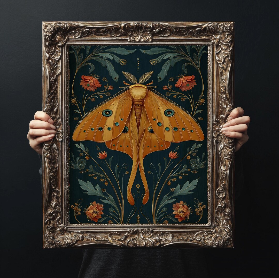 Golden Luna Moth Poster | Matte Vertical Moth Art Print - Etsy